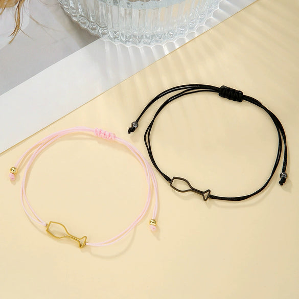 Wholesale Stainless Steel Geometric Handmade Woven Adjustable Unisex Bracelet For Couple And Friendship