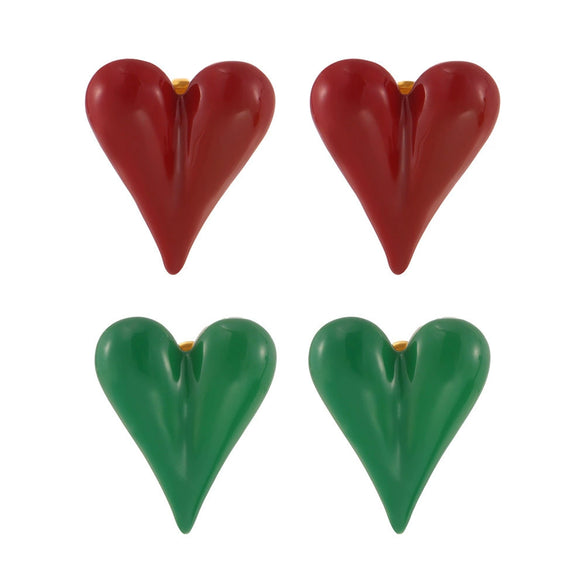 Wholesale Stainless Steel Geometric Heart Earrings For Women With Pvd Electroplating