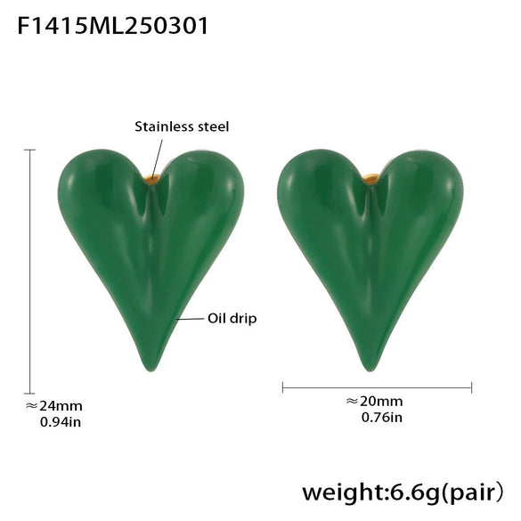 Wholesale Stainless Steel Geometric Heart Earrings For Women With Pvd Electroplating