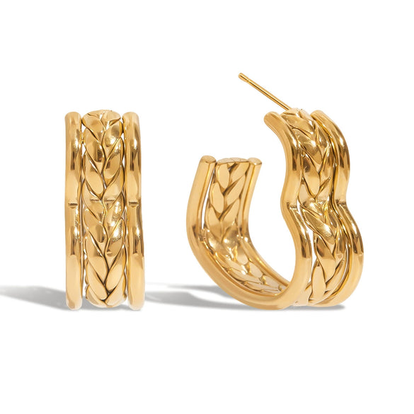 Wholesale Stainless Steel Geometric Heart Earrings With Electroplating Classic Style