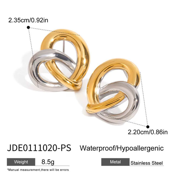 Wholesale Stainless Steel Geometric Heart Earrings With Electroplating Retro Style
