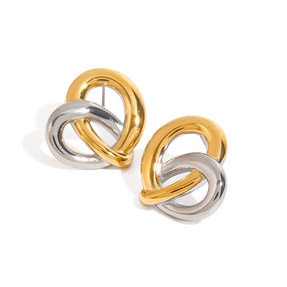 Wholesale Stainless Steel Geometric Heart Earrings With Electroplating Retro Style