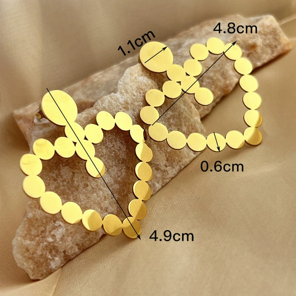 Wholesale Stainless Steel Geometric Heart Hollow Electroplated Earrings For Girls