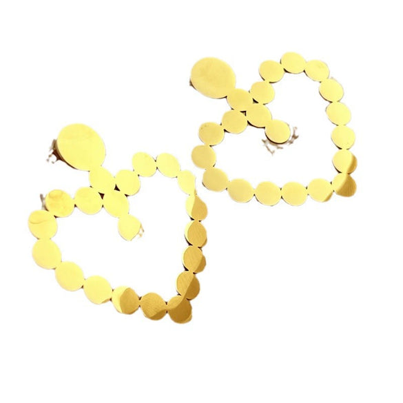 Wholesale Stainless Steel Geometric Heart Hollow Electroplated Earrings For Girls