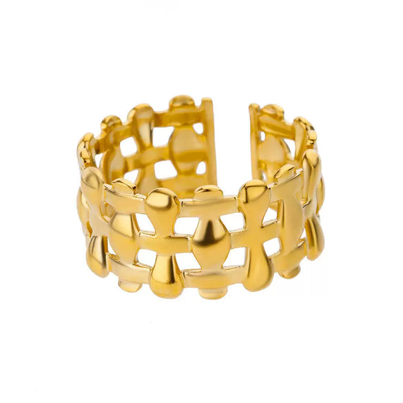 Wholesale Stainless Steel Geometric Heart Opening Adjustable Retro Popular Ring For Women