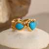 Wholesale Stainless Steel Geometric Heart Ring With Electroplating Treatment