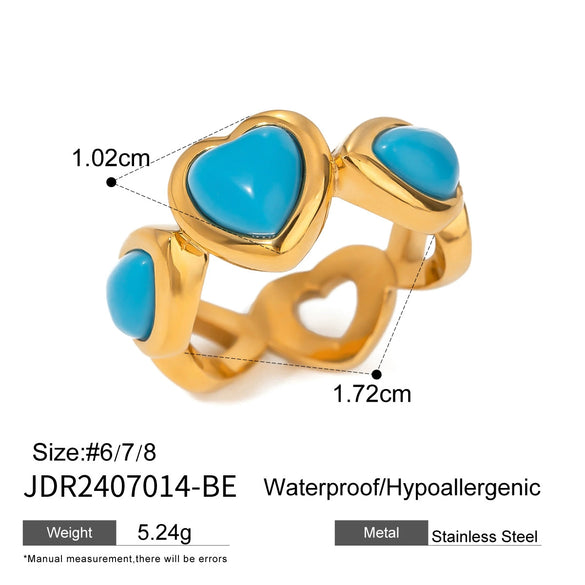 Wholesale Stainless Steel Geometric Heart Ring With Electroplating Treatment