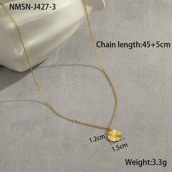 Wholesale Stainless Steel Geometric Heart Round Gold Plated Necklace Jewelry For Women