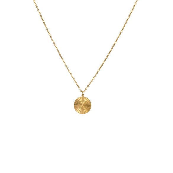 Wholesale Stainless Steel Geometric Heart Round Gold Plated Necklace Jewelry For Women