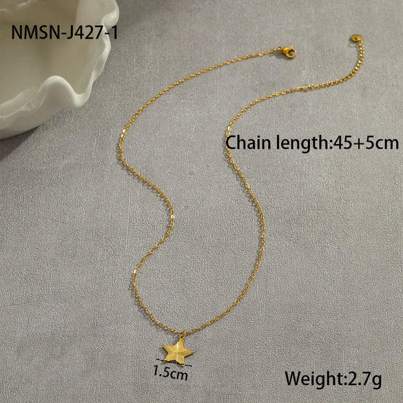 Wholesale Stainless Steel Geometric Heart Round Gold Plated Necklace Jewelry For Women