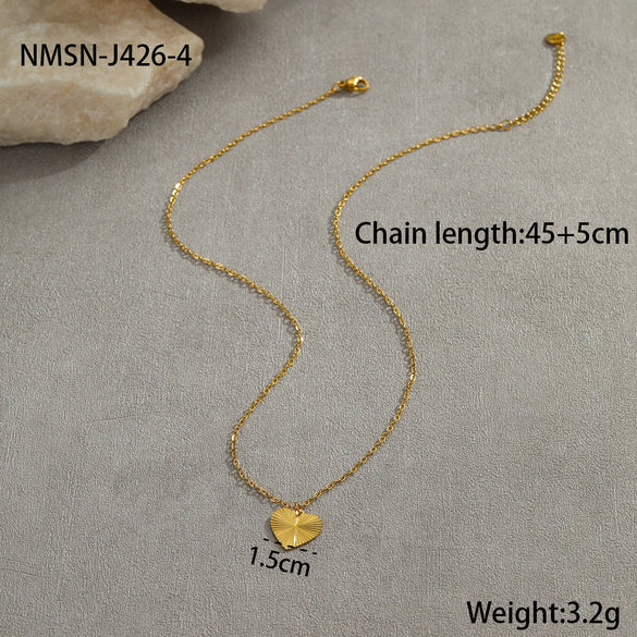 Wholesale Stainless Steel Geometric Heart Round Gold Plated Necklace Jewelry For Women