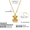 Wholesale Stainless Steel Geometric Heartshaped Bear Pendant Necklace With Electroplating For Women