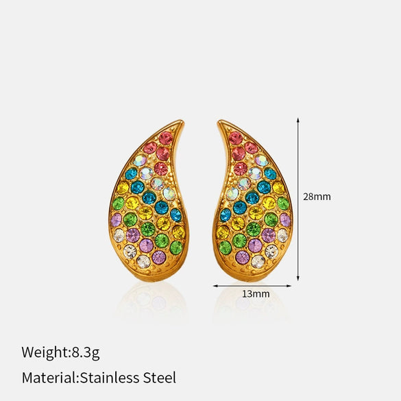 Wholesale Stainless Steel Geometric Heartshaped Diamondencrusted Earrings For Women