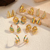 Wholesale Stainless Steel Geometric Heartshaped Diamondencrusted Earrings For Women