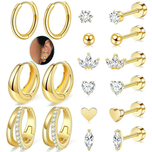 Wholesale Stainless Steel Geometric Heartshaped Electroplated Zircon Unisex Earrings