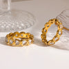 Wholesale Stainless Steel Geometric Heartshaped Zircon Splicing 18K Gold Plated Diamond Ring For Women