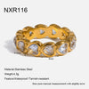Wholesale Stainless Steel Geometric Heartshaped Zircon Splicing 18K Gold Plated Diamond Ring For Women