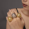Wholesale Stainless Steel Geometric Heavy Industry Ring With 18K Real Gold Color Electroplating For Women