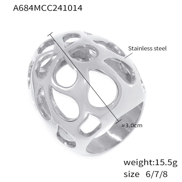 Wholesale Stainless Steel Geometric Heavy Industry Ring With 18K Real Gold Color Electroplating For Women