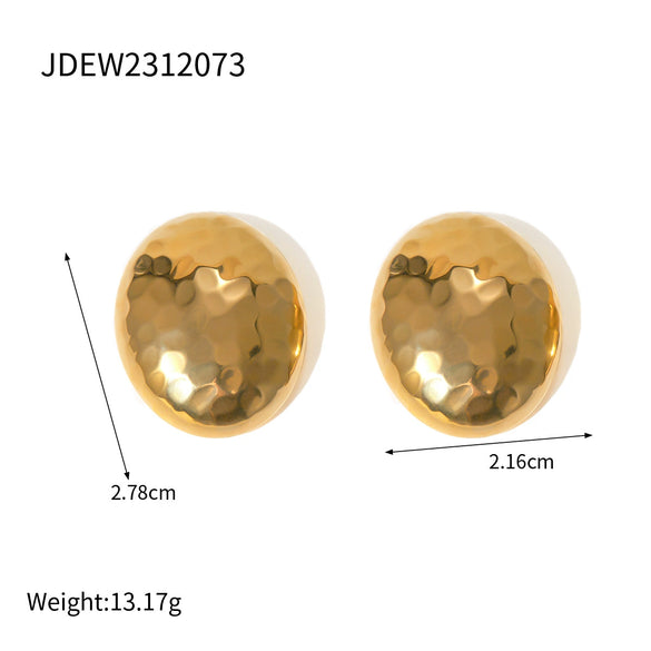 Wholesale Stainless Steel Geometric Hemisphere Earrings Jewelry With Hammer Pattern And Electroplating Treatment