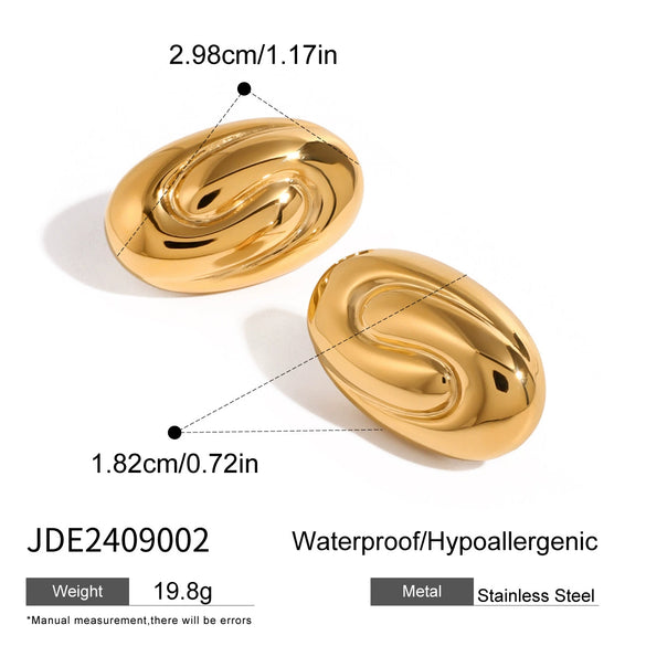 Wholesale Stainless Steel Geometric High Spiral Oval Electroplated Women's Earrings