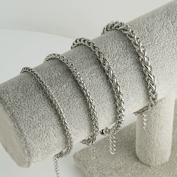 Wholesale Stainless Steel Geometric Hip Hop Distressed Punk Street Bracelet With Electroplating