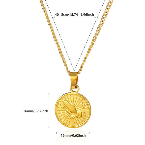 Wholesale Stainless Steel Geometric Hiphop Style Electroplated Tarot Relief Threedimensional Clavicle Chain