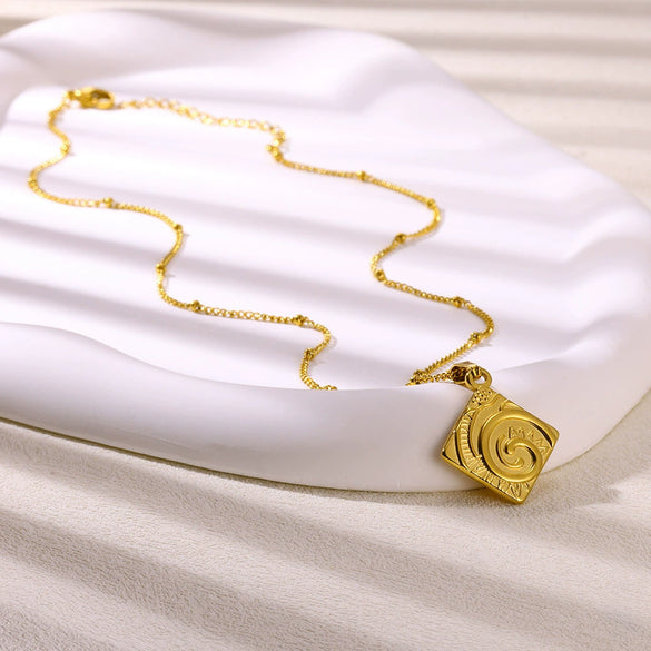 Wholesale Stainless Steel Geometric Hiphop Style Electroplated Tarot Relief Threedimensional Clavicle Chain