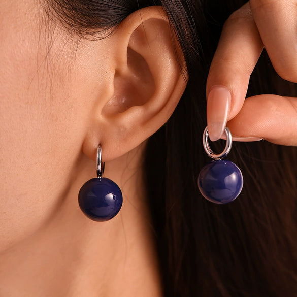 Wholesale Stainless Steel Geometric Hollow Ball Earrings With Pvd Electroplated Ear Buckle For Women