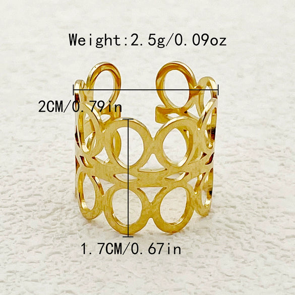 Wholesale Stainless Steel Geometric Hollow Circle Ring With Electroplating Treatment