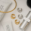 Wholesale Stainless Steel Geometric Hollow Ear Clip Earrings With Electroplating And Quiet Design Sense