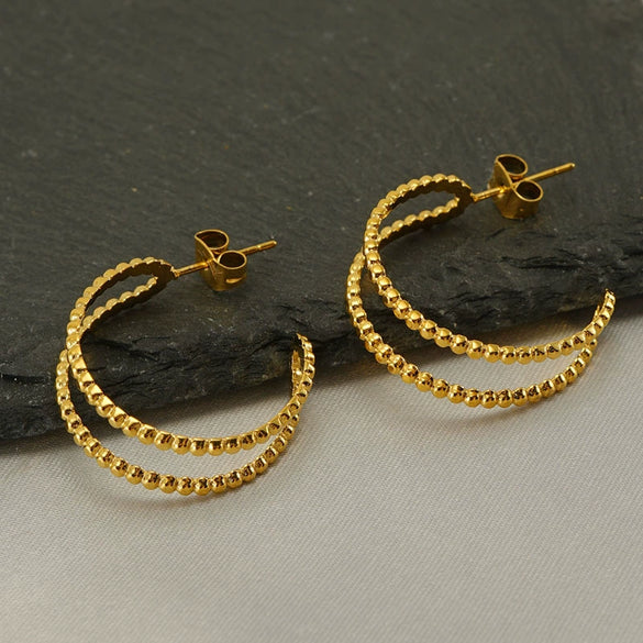Wholesale Stainless Steel Geometric Hollow Earrings For Female With Electroplating Design