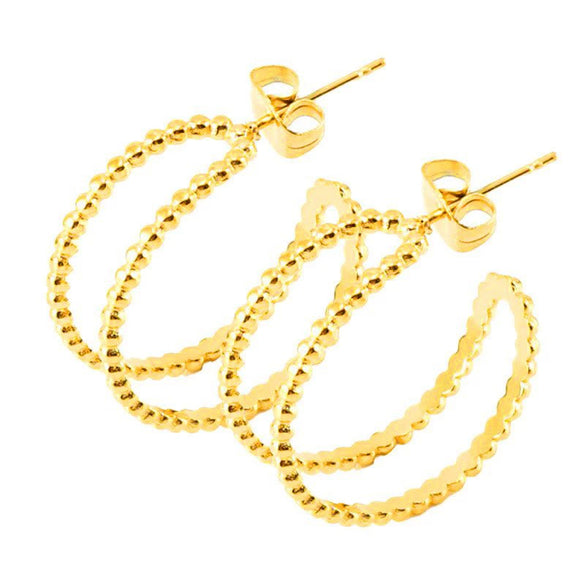 Wholesale Stainless Steel Geometric Hollow Earrings For Female With Electroplating Design