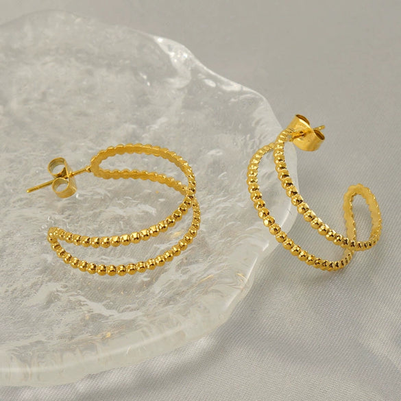 Wholesale Stainless Steel Geometric Hollow Earrings For Female With Electroplating Design