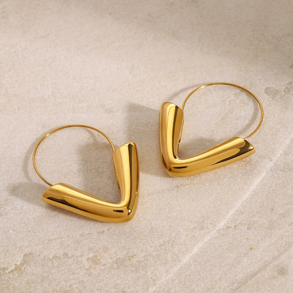 Wholesale Stainless Steel Geometric Hollow Earrings With 18K Gold Plated Electroplating For Women