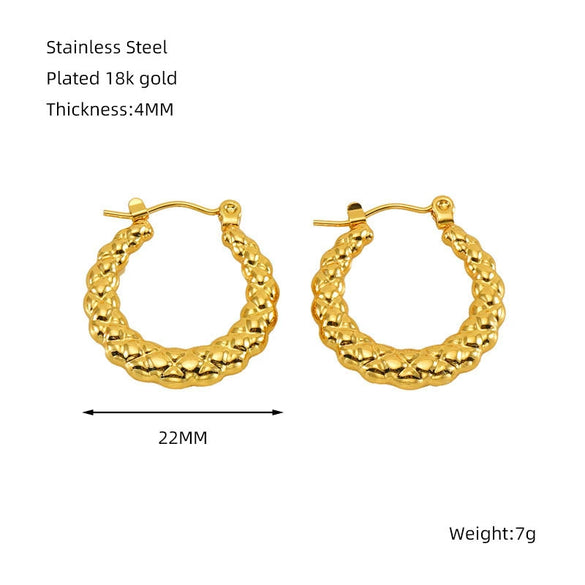 Wholesale Stainless Steel Geometric Hollow Electroplated Glossy Circle Earrings For Women