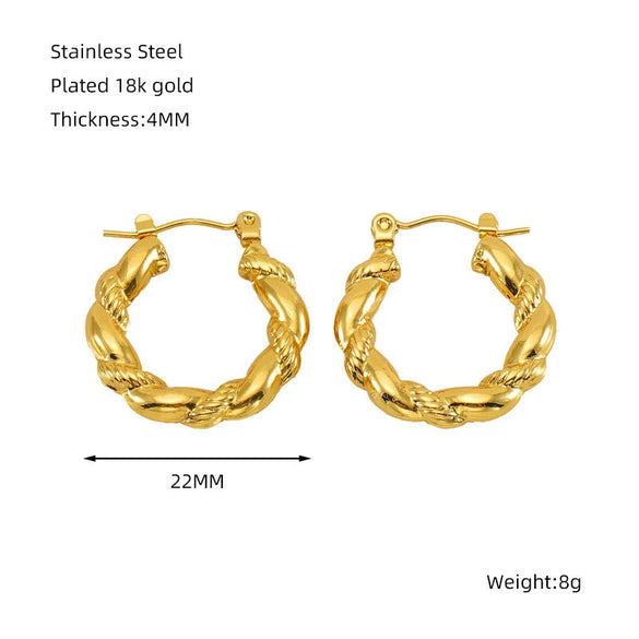 Wholesale Stainless Steel Geometric Hollow Electroplated Glossy Circle Earrings For Women
