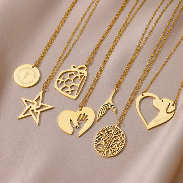 Wholesale Stainless Steel Geometric Hollow Heart Pendant Necklace For Men And Women With Ochain And Electroplating Treatment