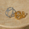 Wholesale Stainless Steel Geometric Hollow Irregular Opening Electroplating Colorretaining Women's Ring And Bracelet