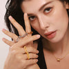 Wholesale Stainless Steel Geometric Hollow Light Luxury Ring With Pvd Electroplated Processing