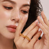 Wholesale Stainless Steel Geometric Hollow Light Luxury Ring With Pvd Electroplated Processing