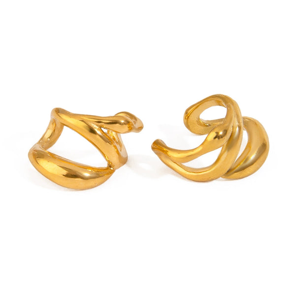 Wholesale Stainless Steel Geometric Hollow Multi Layer Electroplated Women's Earrings