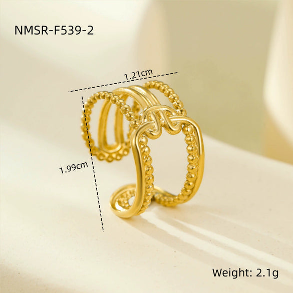 Wholesale Stainless Steel Geometric Hollow Open Ring Light Luxury Style 18K Gold Nonfading Electroplated For Women