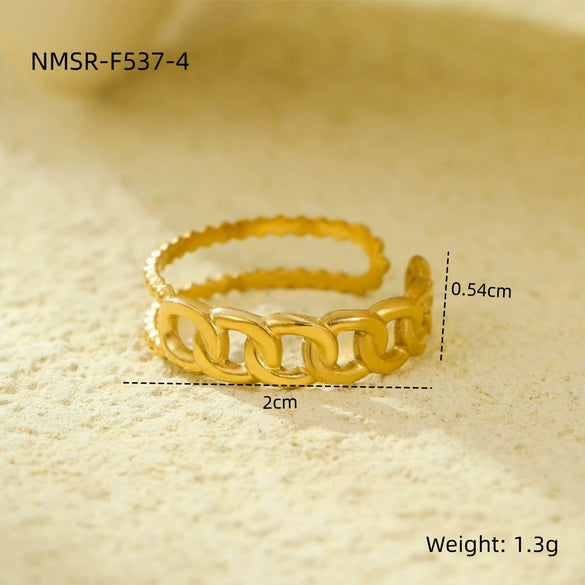 Wholesale Stainless Steel Geometric Hollow Open Ring Light Luxury Style 18K Gold Nonfading Electroplated For Women
