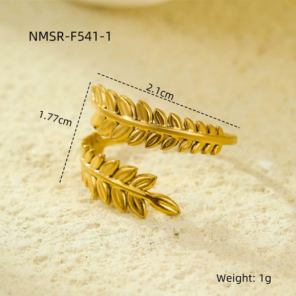Wholesale Stainless Steel Geometric Hollow Open Ring Light Luxury Style 18K Gold Nonfading Electroplated For Women