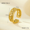 Wholesale Stainless Steel Geometric Hollow Open Ring Light Luxury Style 18K Gold Nonfading Electroplated For Women