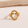 Wholesale Stainless Steel Geometric Hollow Opening Adjustable Ring With Oil Pressure Treatment For Women