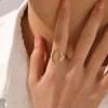 Wholesale Stainless Steel Geometric Hollow Opening Adjustable Ring With Oil Pressure Treatment For Women