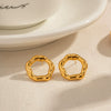 Wholesale Stainless Steel Geometric Hollow Ring Earrings With Lava Texture And Electroplating