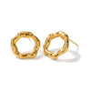 Wholesale Stainless Steel Geometric Hollow Ring Earrings With Lava Texture And Electroplating